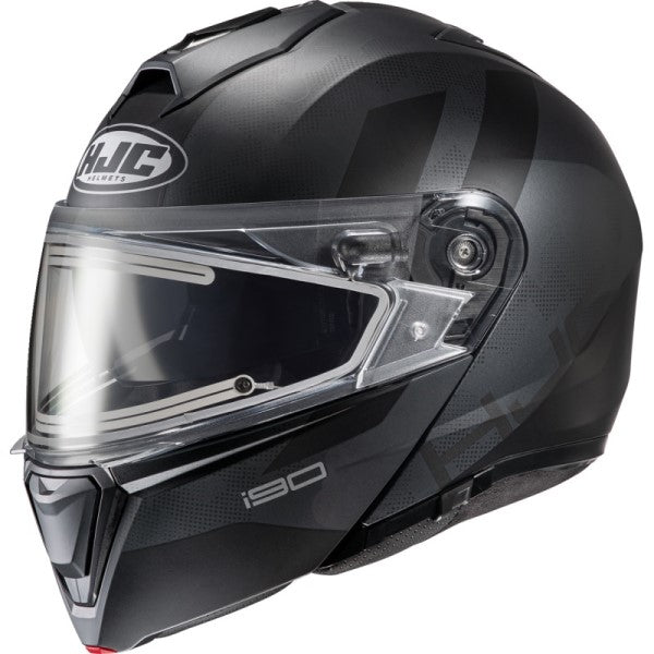 Casque Modulaire de Motoneige i90 Syrex Visière Électrique Gris/Noir incliné de droite