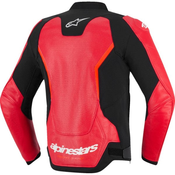 Manteau de Moto GP Force V2 Airflow en Cuir Rouge/Noir, Dos
