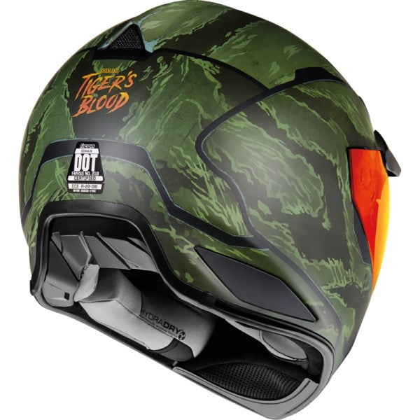 Casque Intégral de Moto Domain Tiger's Blood Vert Camo incliné de dos