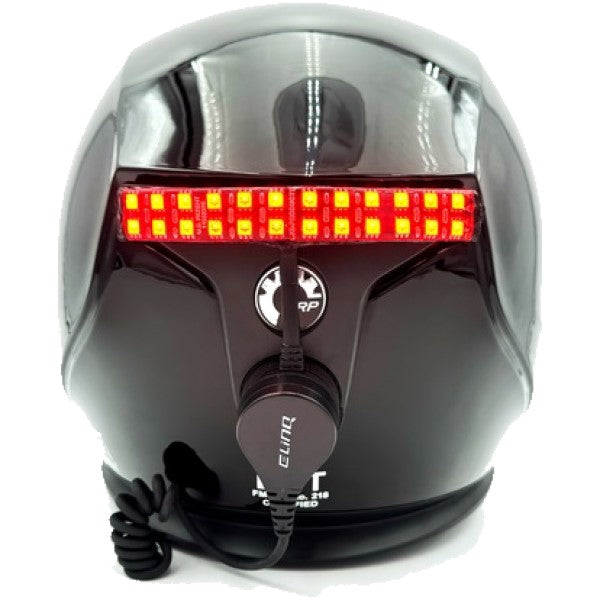 Lumière de Sécurité pour Casque Oxygen allumée en orange de dos