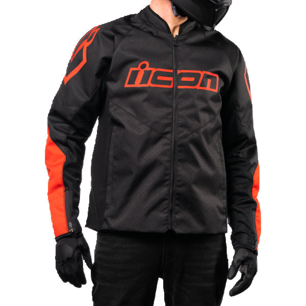 Manteau de Moto Hooligan Mc Noir/Rouge, en face