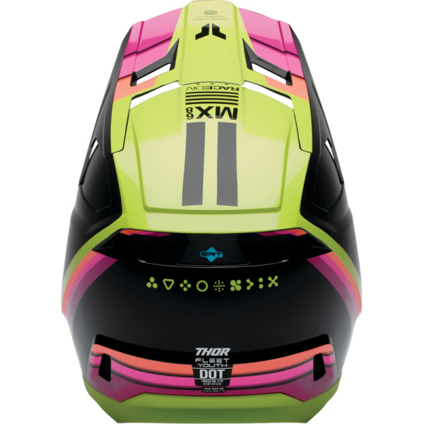 Casque de Motocross Fleet Defy Junior Thor Noir/Haute visibilité, arrière 