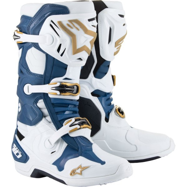 Bottes de Motocross Tech 10 Arlington - Édition Limitée Blanc/Bleu en paire