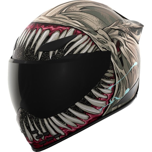 Casque Intégral de Moto Domain Grand Maw Gris Clair incliné de face