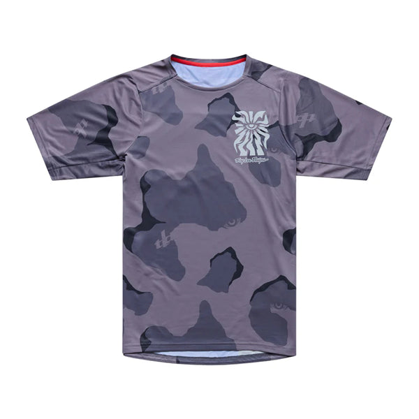 Chandail de vélo Skyline Pro Flow Camo Manches Courtes Troy Lee Designs Gris, de face