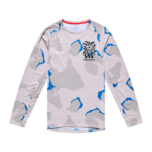 Chandail de vélo Skyline Pro Flow Camo  Troy Lee Designs Gris/Bleu, de face