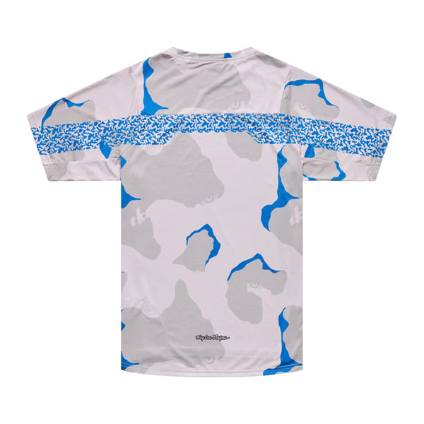 Chandail de vélo Skyline Pro Flow Camo Manches Courtes Troy Lee Designs Gris/Bleu, de dos