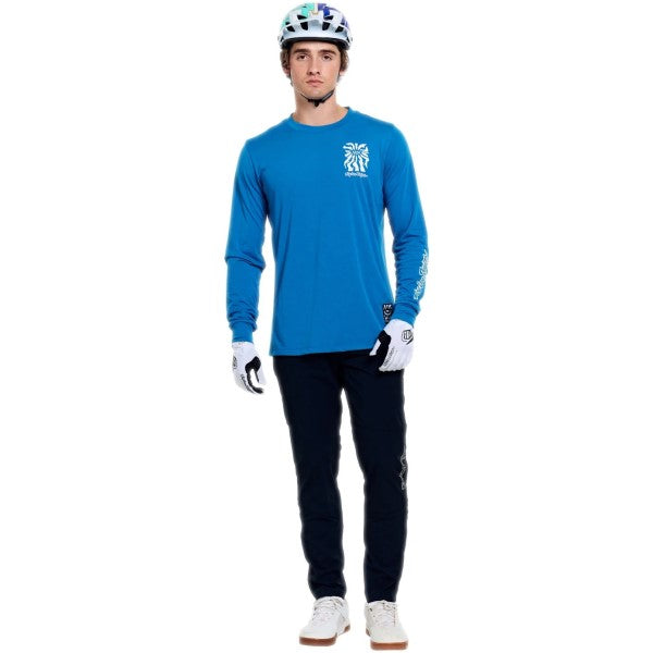 Maillot de Vélo Skyline Ride One Eye Manches Longues Bleu essayage de face