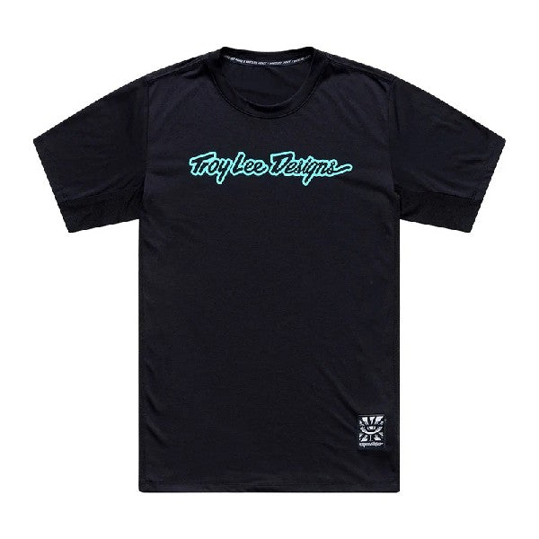Maillot de Vélo Skyline Ride Signature Manches Courtes Noir/Bleu, de face