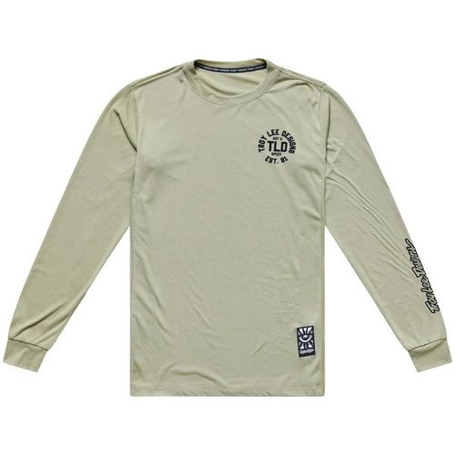 Maillot de Vélo Skyline Ride Stamps Manches Longues Vert de face