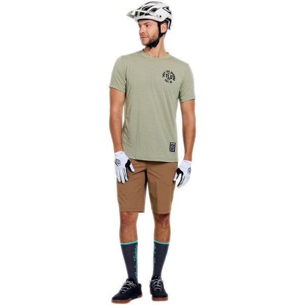 Chandail de Vélo Skyline Ride Stamps Manches Courtes Vert essayage de face