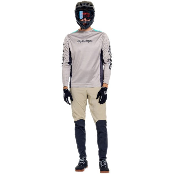 Maillot de Vélo Stage Signature Manches Longues Gris/Bleu essayage de face