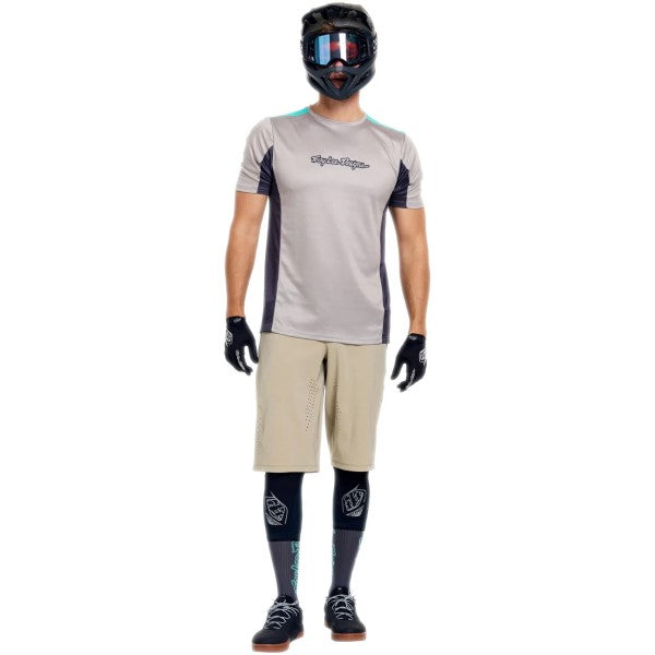 Maillot de Vélo Stage Signature Manches Courtes Gris/Bleu essayage de face