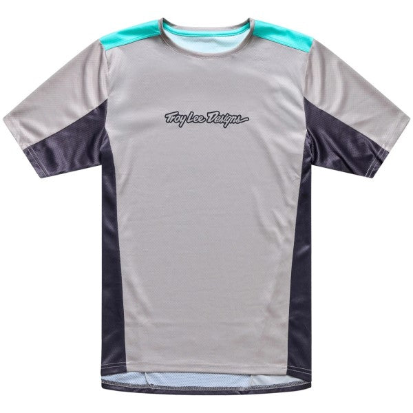 Maillot de Vélo Stage Signature Manches Courtes Gris/Bleu de face
