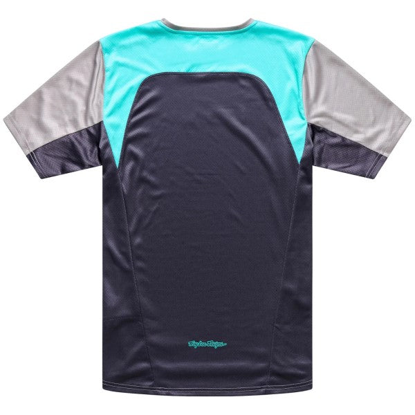 Maillot de Vélo Stage Signature Manches Courtes Gris/Bleu de dos