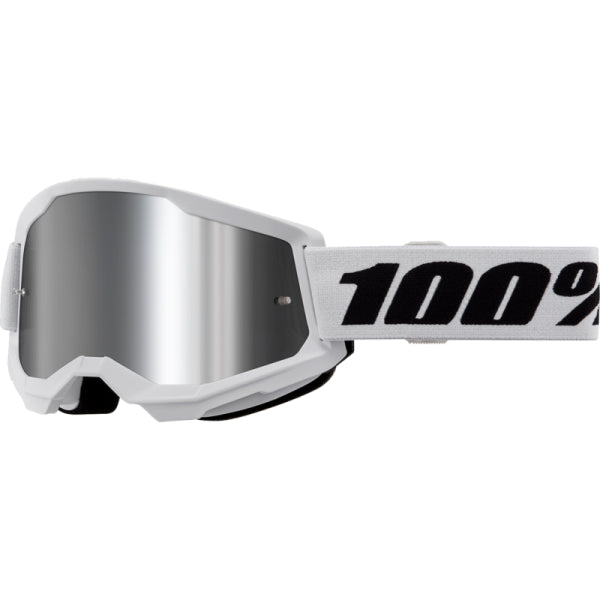 Lunettes de Motocross Strata 2 Lentille Miroir 100% blanc et argent