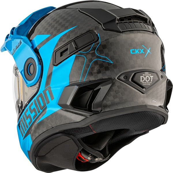 Casque Intégral de Motoneige Mission Alaska Carbone Bleu, Dos