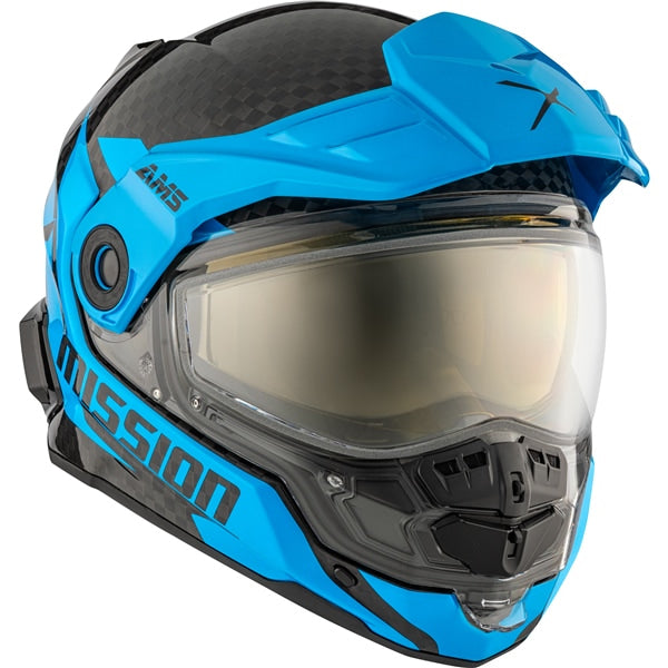 Casque Intégral de Motoneige Mission Alaska Carbone Bleu, de face