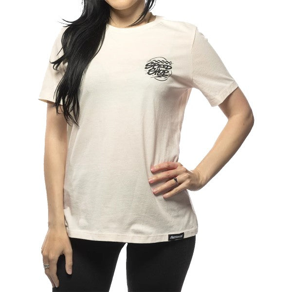 T-Shirt Burner Femme Blanc/Noir essayage de face