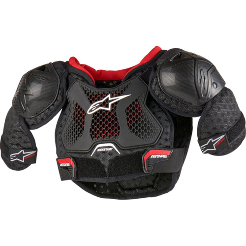 Plastron de Motocross Bionic Action Kickstart Enfant Alpinestars noir et rouge, de face