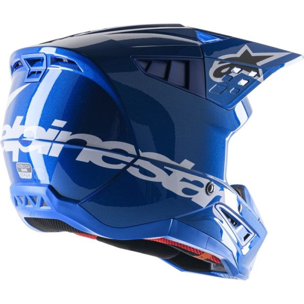 Casque de Motocross Supertech M5 Corp Bleu incliné de dos