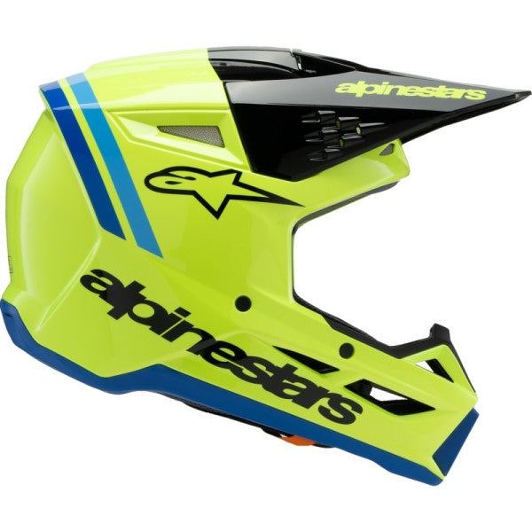 Casque de Motocross Supertech M3 Radium Junior Jaune/Bleu de gauche