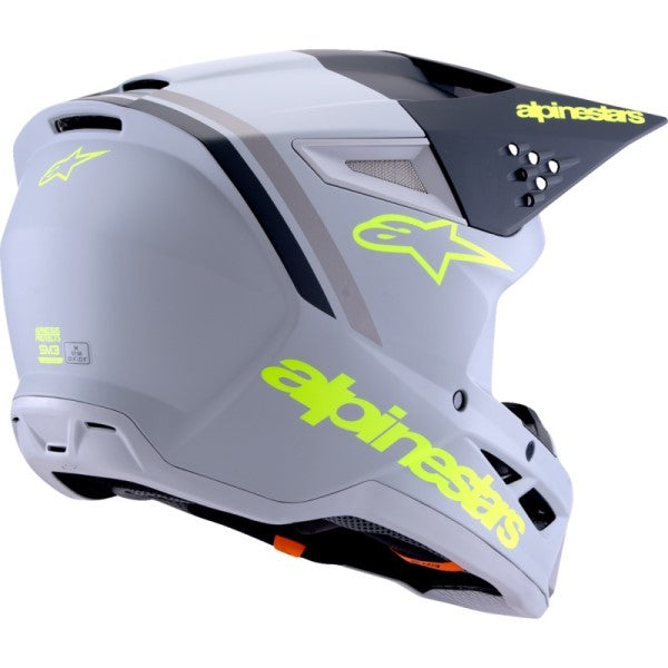 Casque de Motocross SM3 Radium Gris/Vert incliné de dos