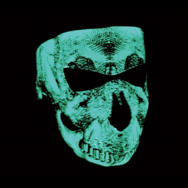 Demi-Masque de Moto Néoprène Glow Skul , Brille dans l'obscurité