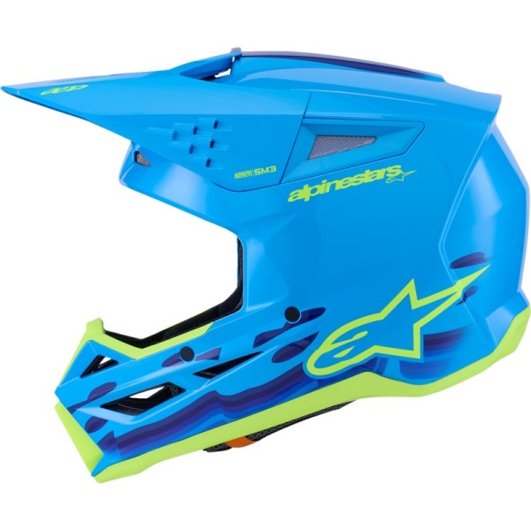 Casque de Motocross SM3 Force Bleu/Vert de droite