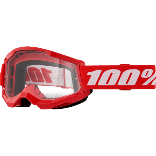 Lunettes de Motocross Strata 2 à Lentille Claire 100% Rouge