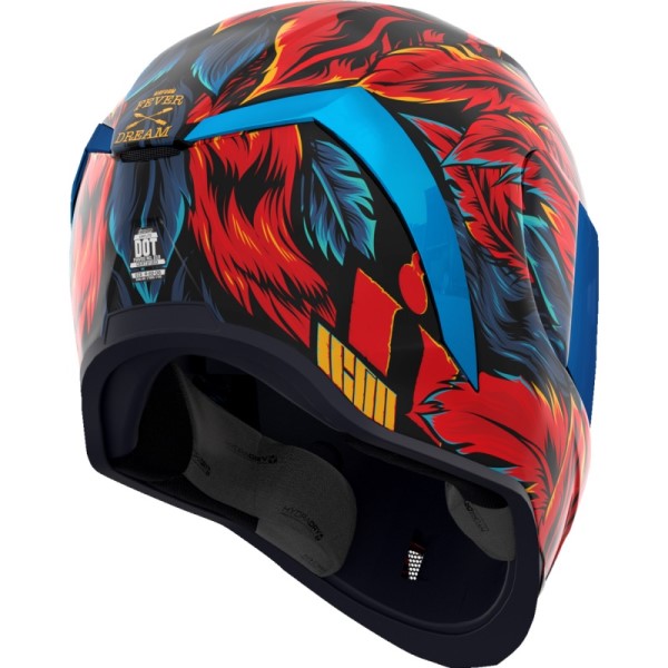 Casque Intégral de Moto Airform Fever Dream Rouge/Bleu incliné de dos