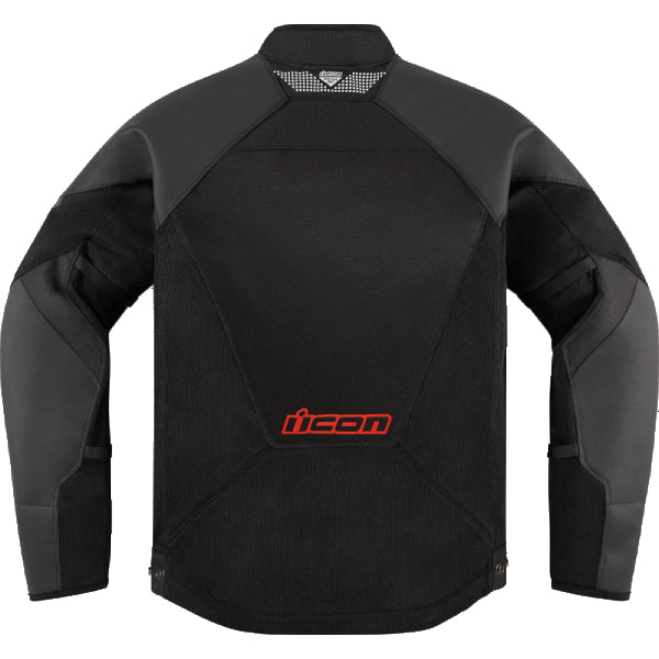 Manteau de Moto Mesh AF en Cuir Noir/Rouge, Dos
