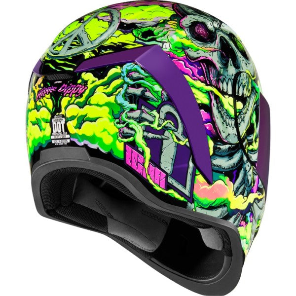Casque Intégral de Moto Airform Hippie Dippy Mauve/Vert incliné de dos