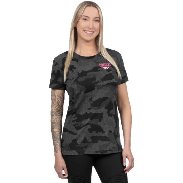 T-Shirt Gladiator Premium Femme FXR camo gris, de face