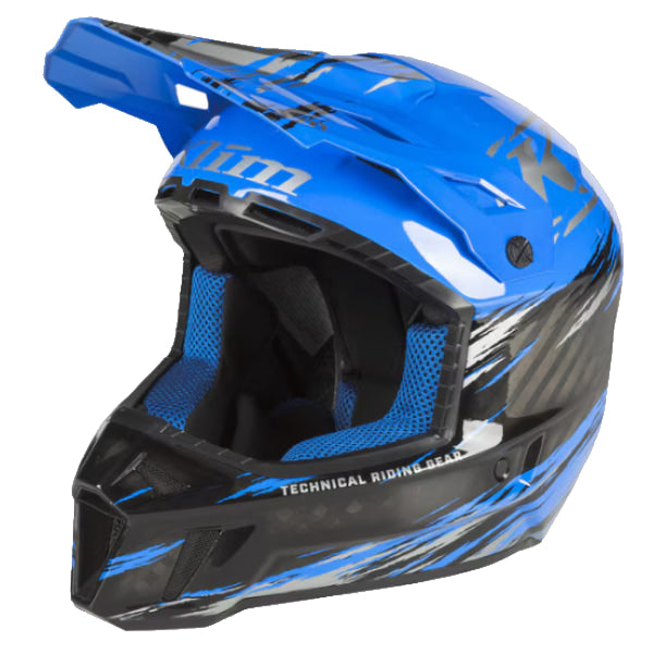 Casque de Snowcross F3 Carbone Pro bleu, côté gauche