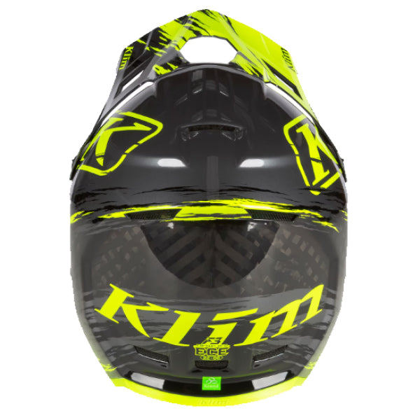 Casque de Snowcross F3 Carbone Pro haute visibilité noir, arrière