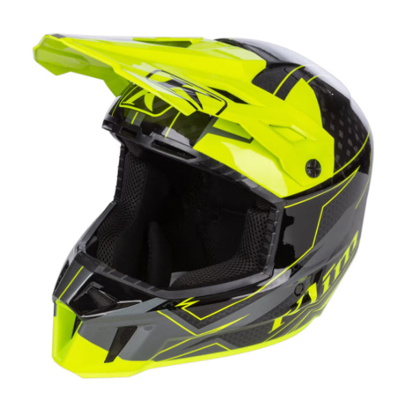 Casque Hors Sentiers de Motoneige F3 Carbone haute visibilité, côté gauche