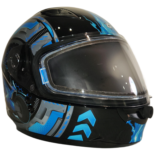 Casque Intégral de Motoneige FF49Y Charged Junior Bleu incliné de gauche