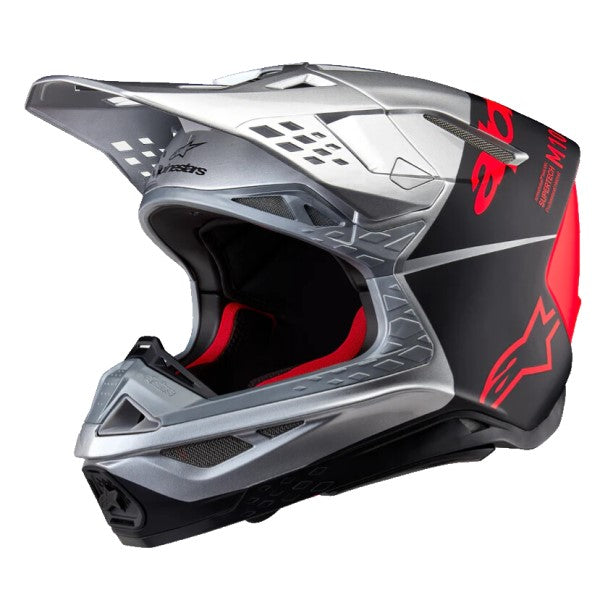 Casque de Motocross SM10 Flood Alpinestars gris et rouge