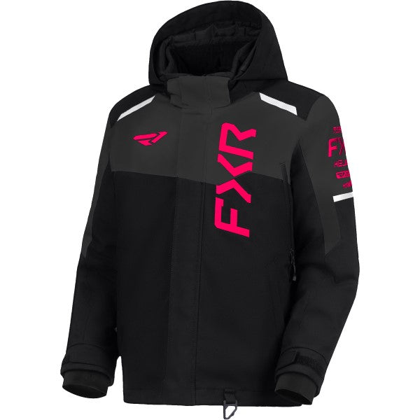 Manteau de Motoneige Helium Enfant Noir/Rose de face