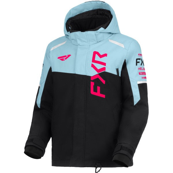 Manteau de Motoneige Helium Enfant Noir/Rose/Bleu de face