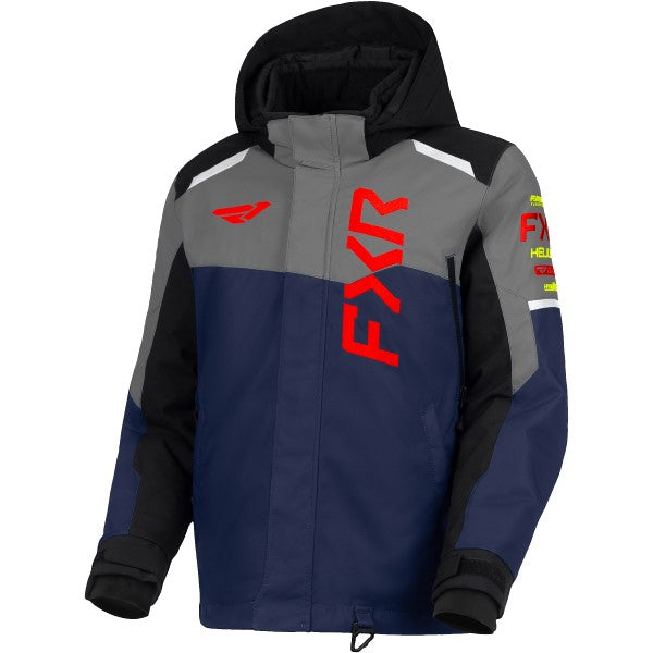 Manteau de Motoneige Helium Enfant Bleu/Rouge de face