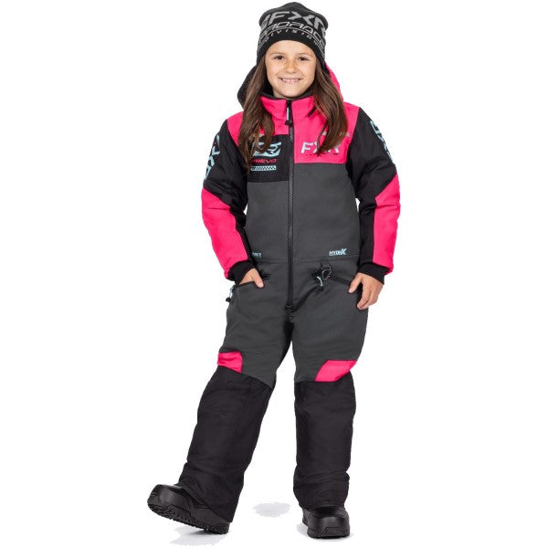 Ensemble de Motoneige Revo Enfant Gris/Rose de face