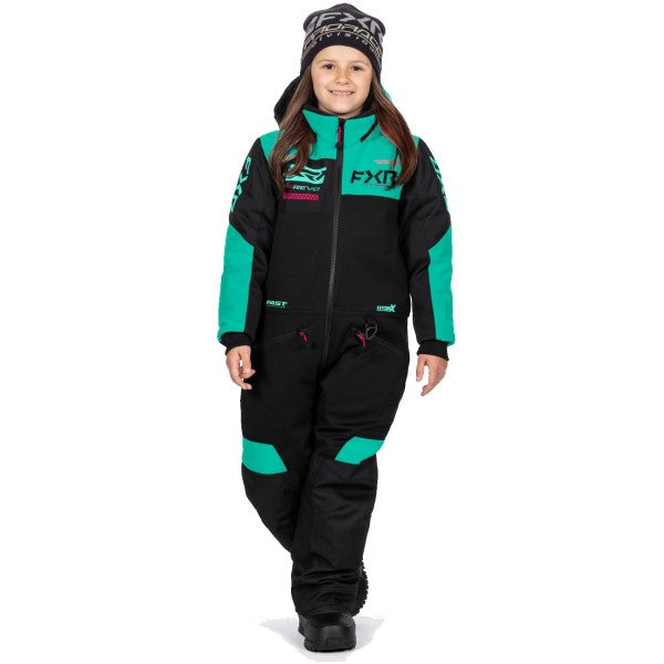 Ensemble de Motoneige Revo Enfant Noir/Menthe de face