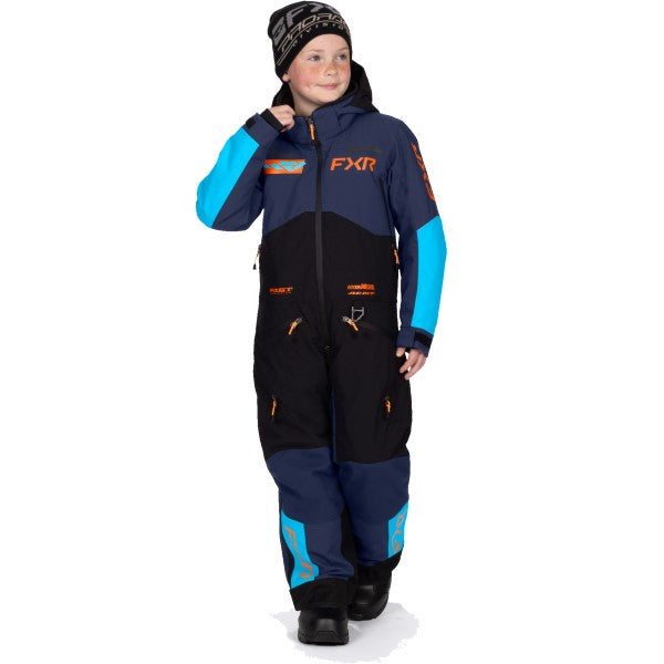 Ensemble de Motoneige Vertical Enfant Bleu/Orange de face