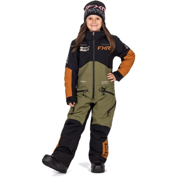 Ensemble de Motoneige Vertical Enfant Vert/Orange de face