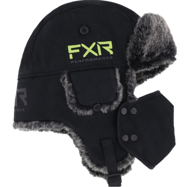 Chapeau Trappeur Junior FXR noir et haute-visibilité