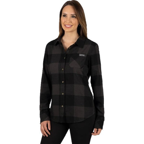 Chemise Flanelle Timber Femme FXR Noir, de face