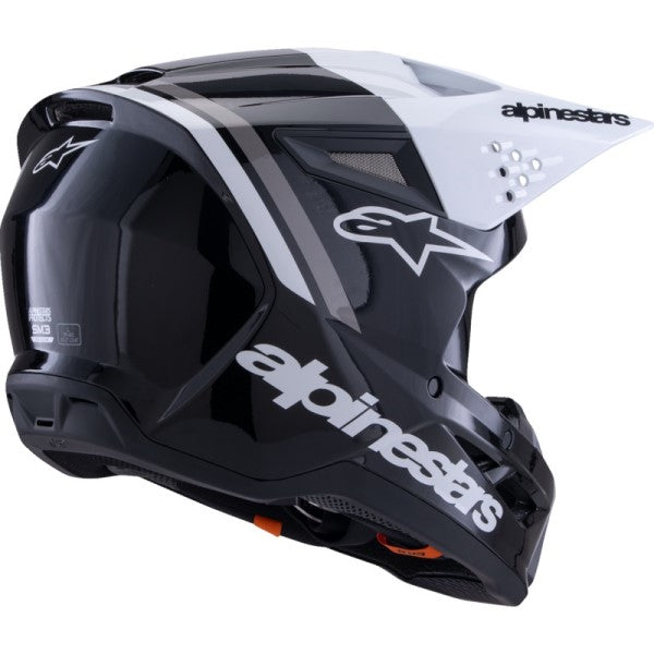 Casque de Motocross SM3 Radium Noir/Blanc incliné de dos