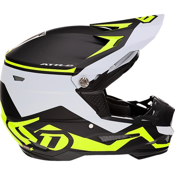 Casque de Motocross ATR-2 Drive Blanc/Jaune de gauche